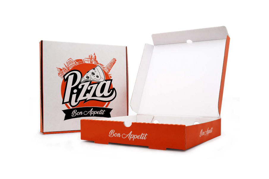 White cardboard pizza box