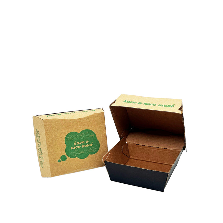 5" Printed Strong Corrugated Burger Box - 150 Pieces