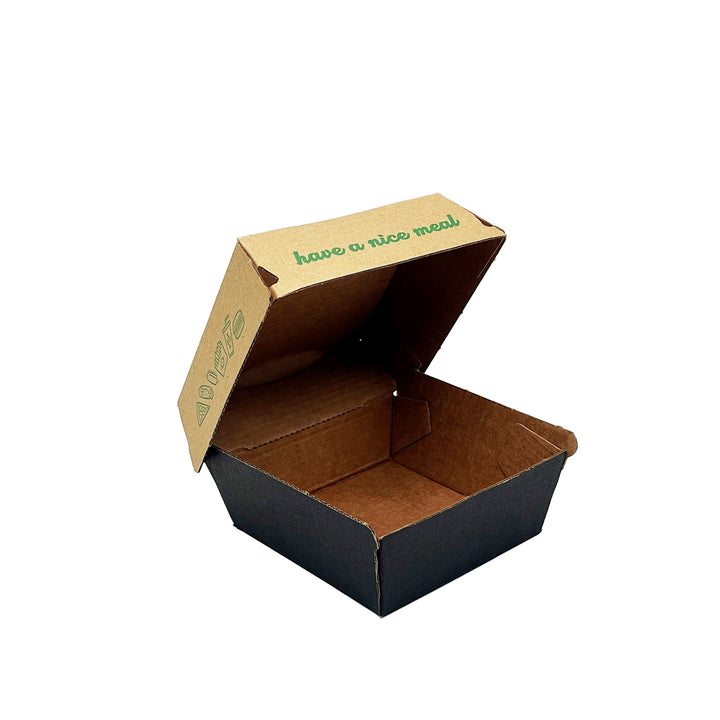 5" Printed Strong Corrugated Burger Box - 150 Pieces