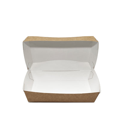 10" Takeaway Kraft White Cardboard Lunch Box - 200 Pieces