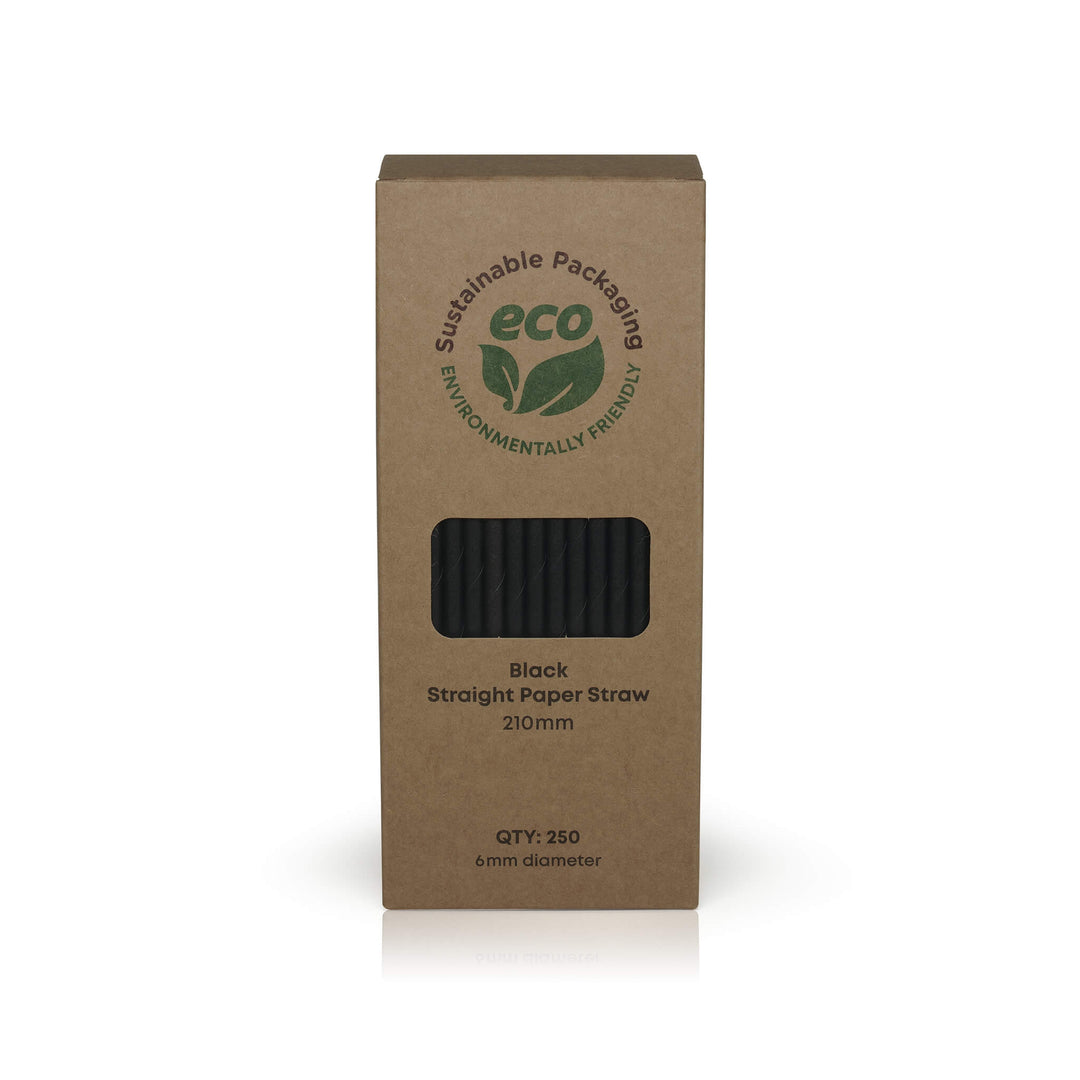 6*210mm Black Paper Straws eco-friendly