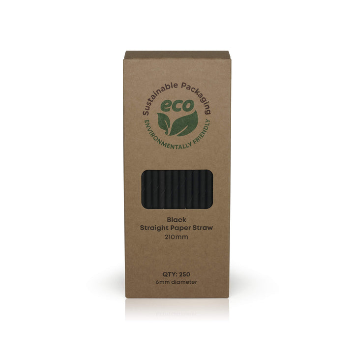 6*210mm Black Paper Straws eco-friendly