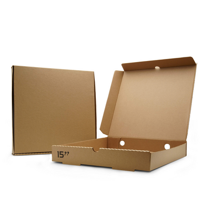 15 inch plain brown cardboard pizza box