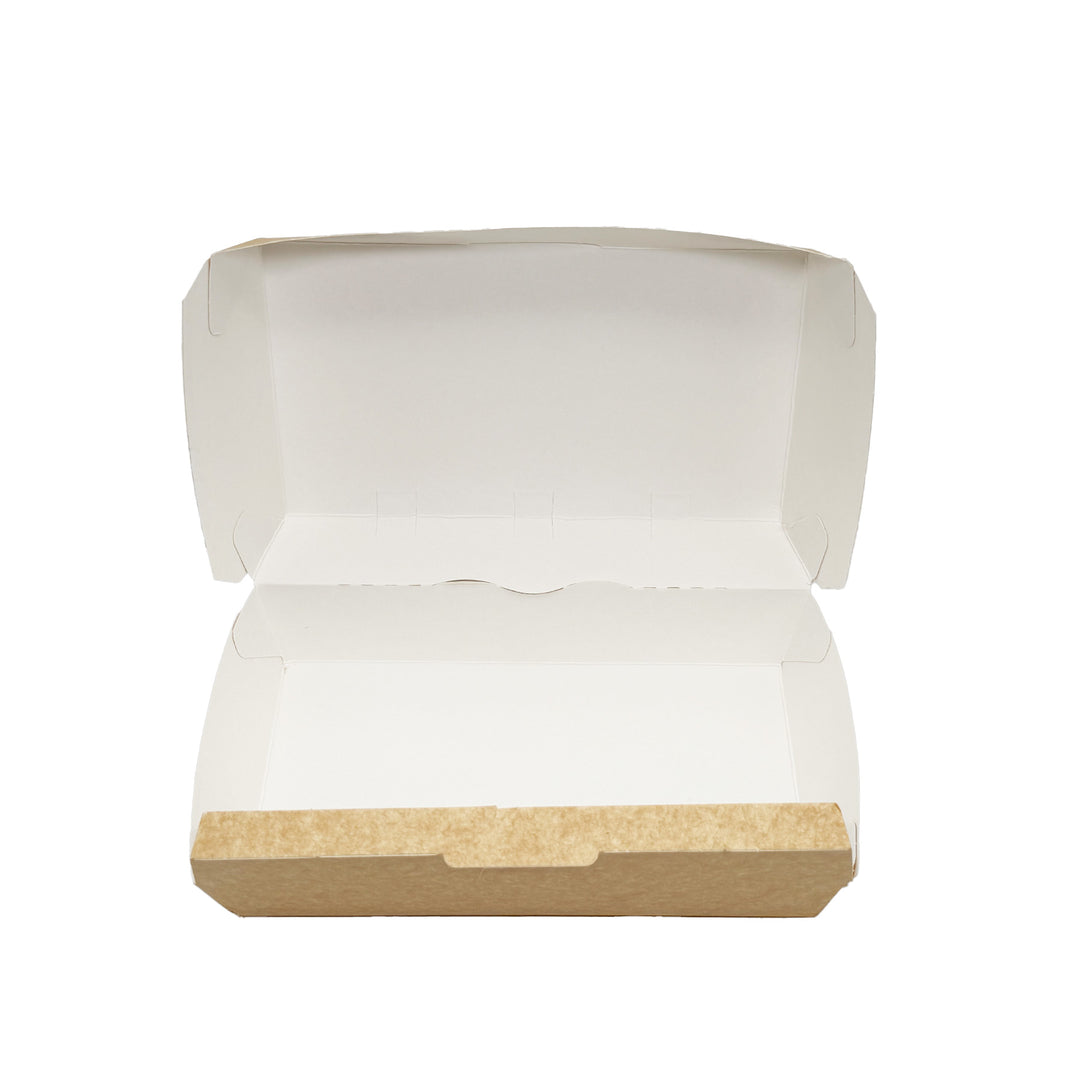 10 " Takeaway Kraft White Cardboard Lunch Box - HP10 - 200 Pieces