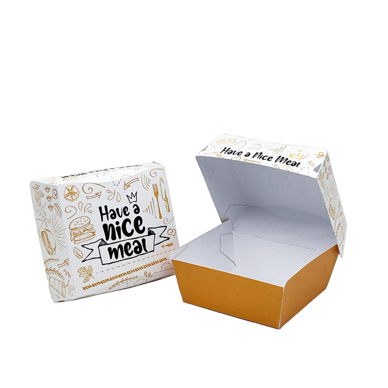 4.5"  Medium Printed Cardboard Takeaway Burger Box - 200 pieces