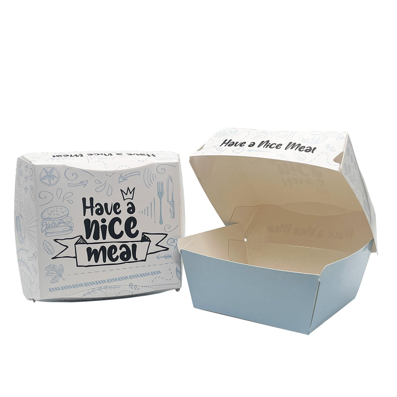 4" Small Printed Cardboard Burger Box - 200 Pieces