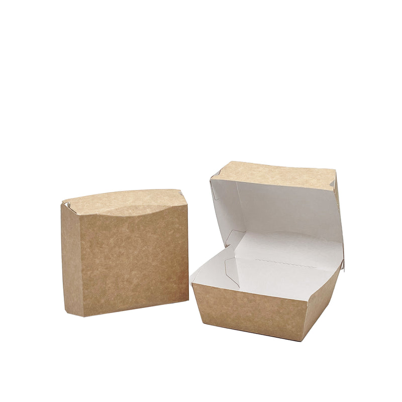 4.5" Cardboard Kraft White Takeaway Burger Box - 200 pieces