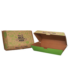 200-Pack Cardboard Lunch Boxes (220x130x76mm) – Compostable, Strong Hinged Lid, Eco-Friendly