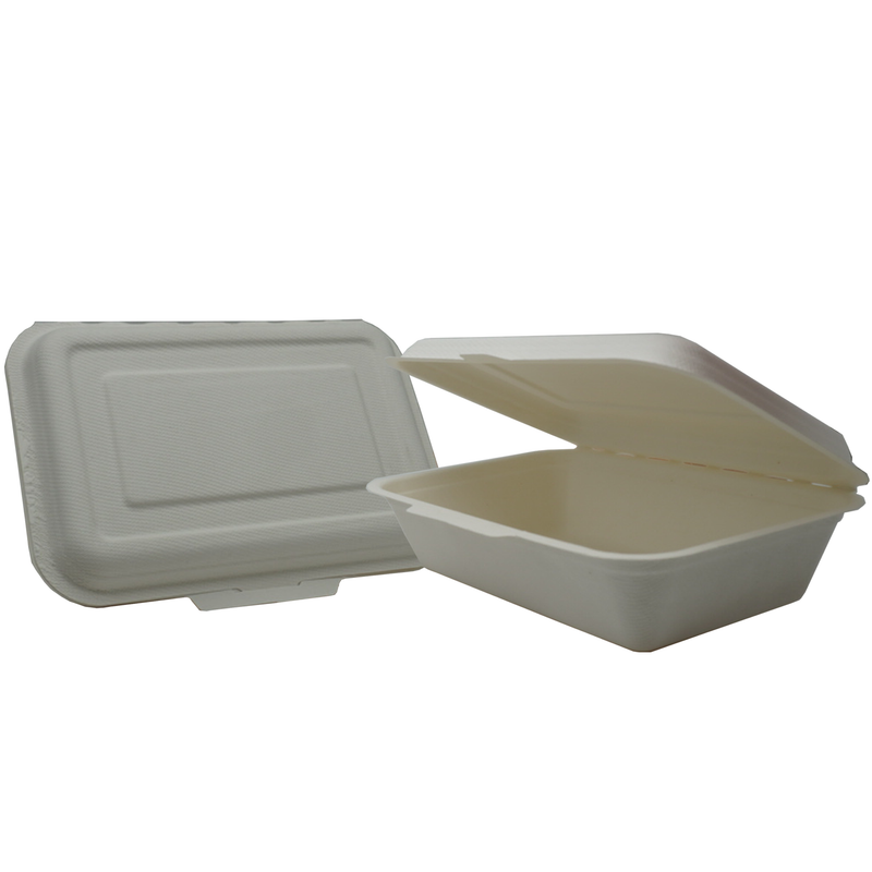 HB9 7x5" Bagasee Clamshell Containers - 200 Pieces