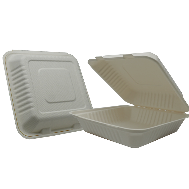 Bagasse Clamshell Microwavable Portion Meal Boxes - 200 Pieces