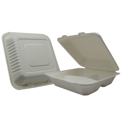 Bagasse Clamshell Microwavable Portion Meal Boxes - 200 Pieces