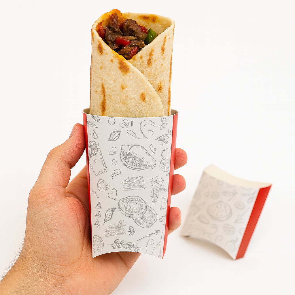 Red Tortilla Wrap Sleeve / Scoop – 23 cm (200 pcs)