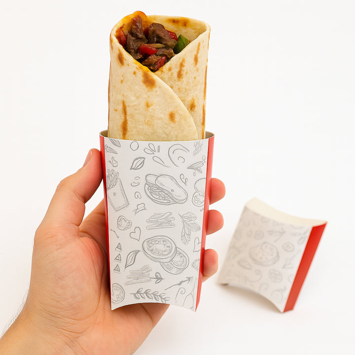 Red Tortilla Wrap Sleeve / Scoop – 23 cm (200 pcs)