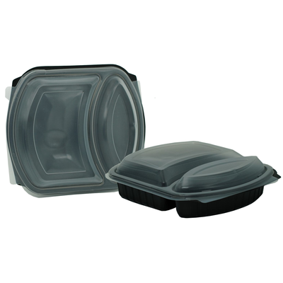 Takeaway Black Base Microwavable Portion Containers with Lids 1000ml - 250 Pieces