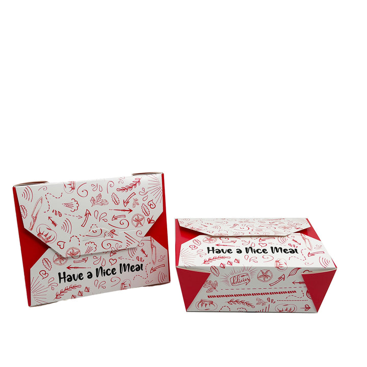 No.8 Leak Proof White Printed Meal/Deli Box - 200 Pieces