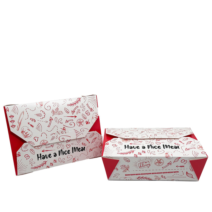 No.3 Leak Proof White Printed Meal/Deli Box - 200 Pieces
