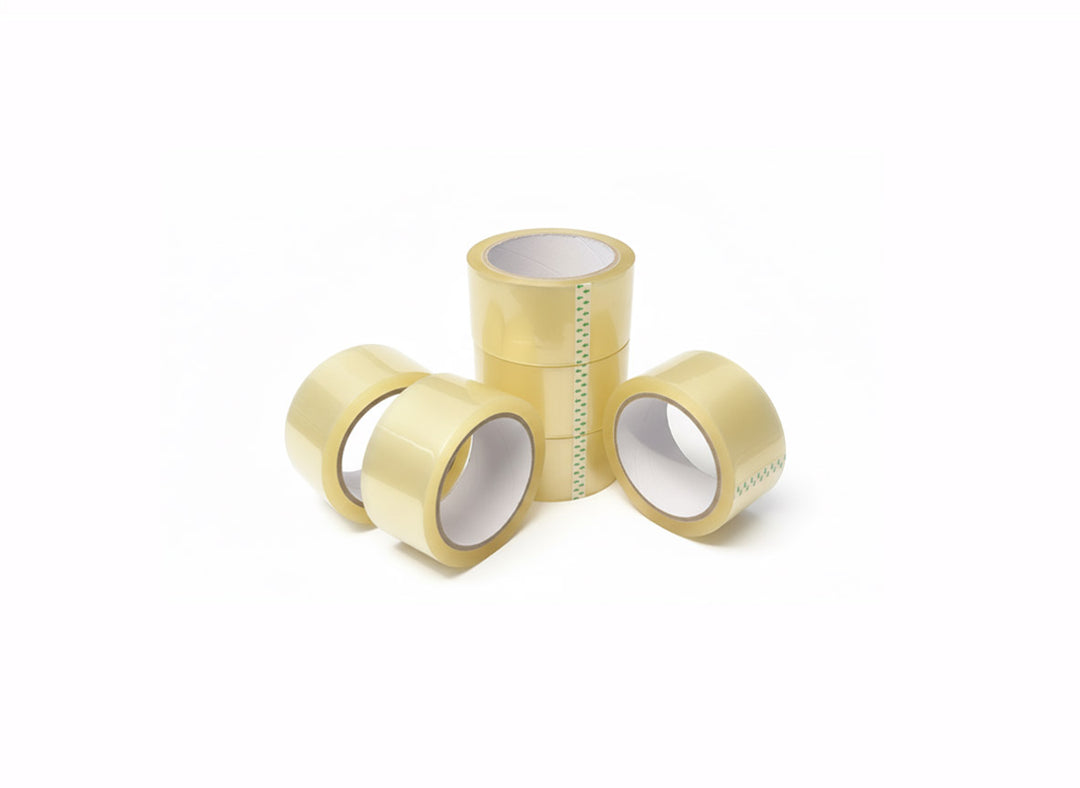 Clear Packaging Tape (48mm x 66m) — Acrylic Adhesive, Low-Noise, 6-Roll Pack,&nbsp;32 Packs/Case