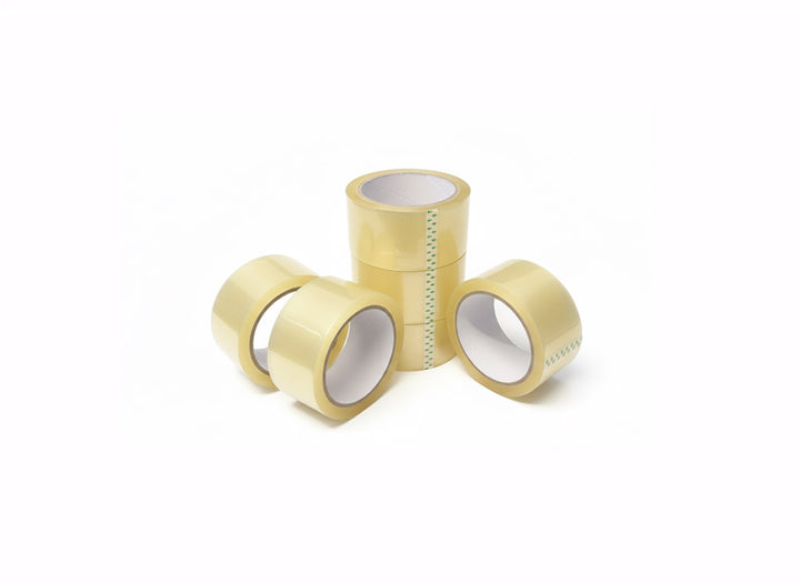 Clear Packaging Tape (48mm x 66m) — Acrylic Adhesive, Low-Noise, 6-Roll Pack,&nbsp;32 Packs/Case