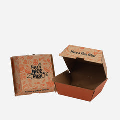 5" Printed Strong Corrugated Burger Box Optional Vented- 200 Pieces