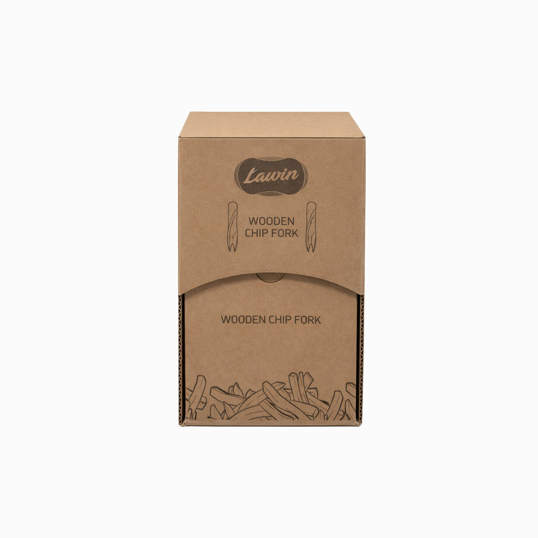 Takeaway Wooden Chip Forks with Dispenser Box
