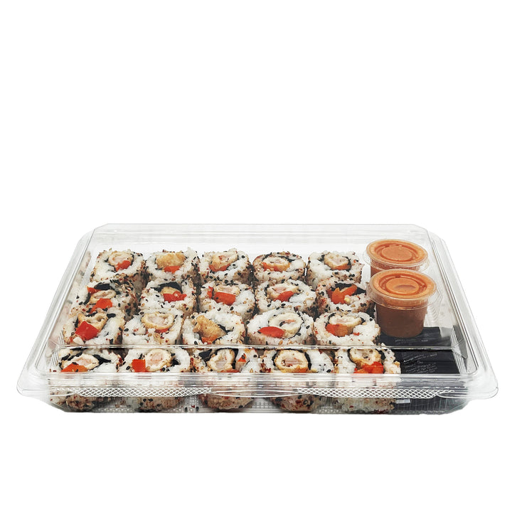 Rectangular Takeaway Food - Sushi Tray - with Hinged Lid - 200 pcs