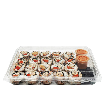 Rectangular Takeaway Food - Sushi Tray - with Hinged Lid - 200 pcs