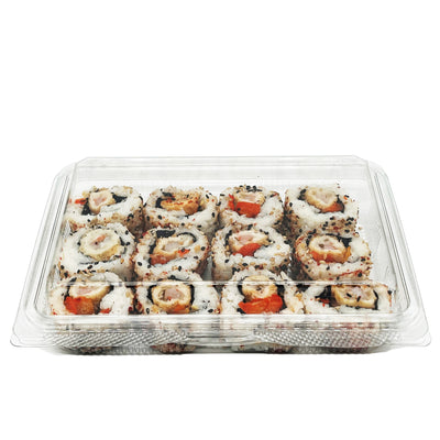 Rectangular Takeaway Food - Sushi Tray - with Hinged Lid - 200 pcs