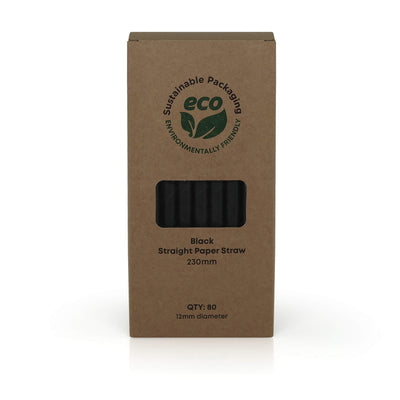 6*210mm Black Paper Straws eco-friendly