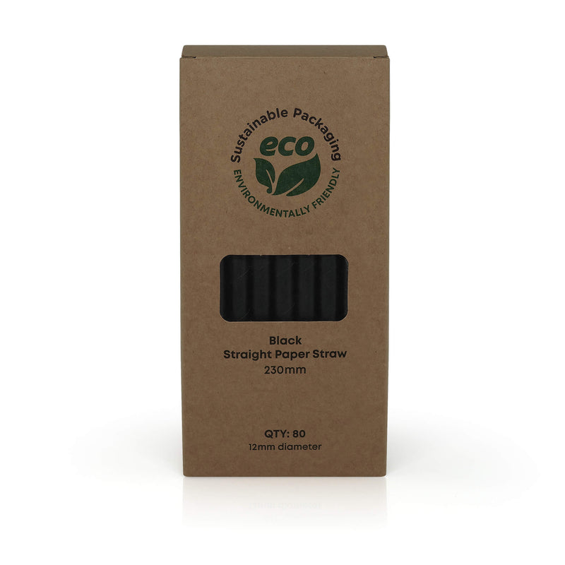 6*210mm Black Paper Straws eco-friendly
