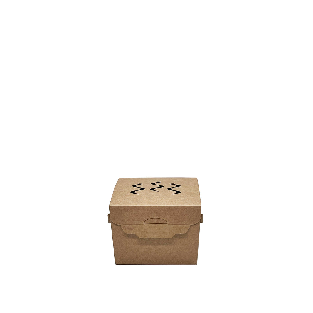 corrugated cardboard burger box with vents