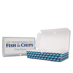 Cardboard Clamshell Fish and Chips Box - 100 pcs