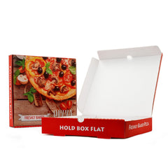 8" White Full Colour Cardboard Takeaway Pizza Box with Printed Design 90 PCS