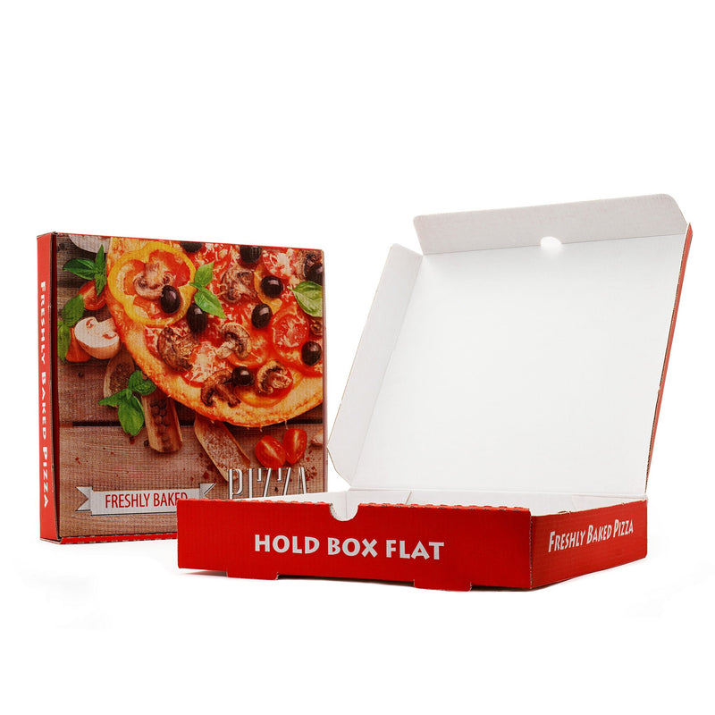 12" White Full Colour Cardboard Pizza Box - Pack Of 90