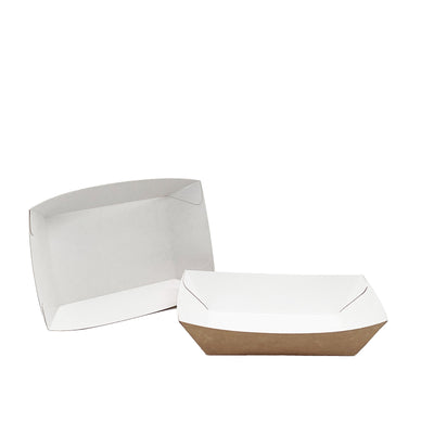 Small Kraft White Chip Tray - 350 Pieces