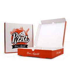 12" White Cardboard Pizza Box with Design - Pack Of 90