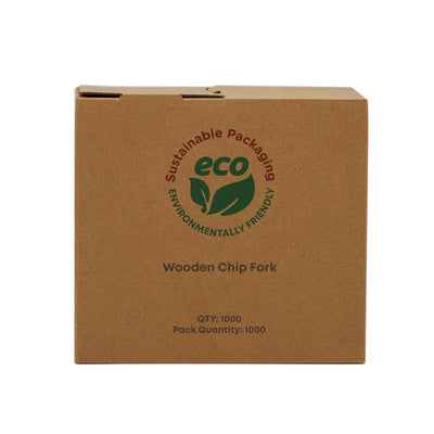 Takeaway Wooden Chip Forks with Dispenser Box